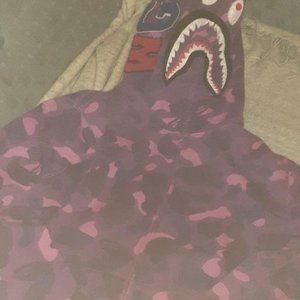 purple shark bape zip-up hoodie